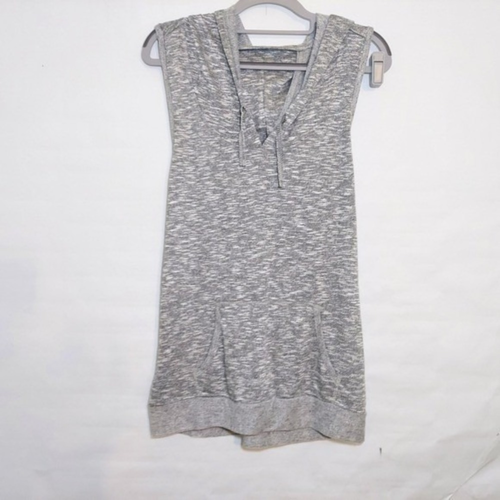 Material Girl Pullover S Gray Athleisure Marled Sleeveless Hooded Studio Lounge‎